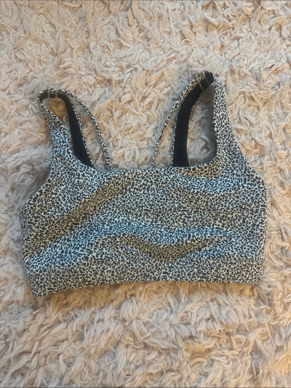 Athleta Leopard Print Sports Bra in Black & Cream